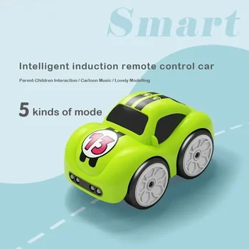 Дистанционно управление с интелигентен сензор, cartoony мини кола с дистанционно управление, електрически автомобил е интелигентна музика, осветление, детски играчки, подарък Изображение 2