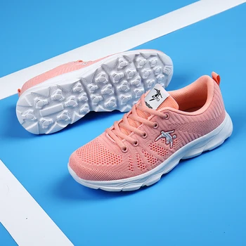 Дишащи дамски маратонки с розов цвят, популярни момичетата, улични маратонки за бягане, лека ежедневни обувки