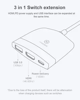 Докинг станция за Nintendo Switch OLED, портативна докинг станция за телевизор, зарядно устройство ще захранване на зарядно устройство Тип C за HDMI адаптер за MacBook Pro Air Изображение 2
