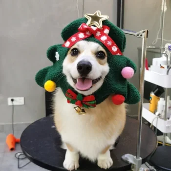 Домашно Куче Шапка на дядо коледа Украсата на Коледната шапка Украса на Коледната елха прическа Подпори за фотосесия костюм и аксесоари за кучета за кученца
