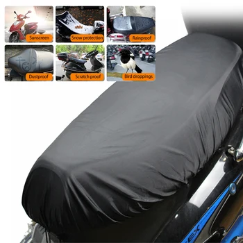 Дъждобран за мотоциклет, универсален гъвкав водоустойчив калъф за седла, черно 210D, защита от прах, uv и слънцето, аксесоари за мотоциклети Изображение 2