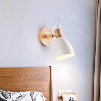 Дървен Стенен лампа малка странична Лампа за спални Модерен Скандинавски E27 LED Начало на Тавана Вътрешно Осветление на халба бира Декор на Дневна Светлина Изображение 2