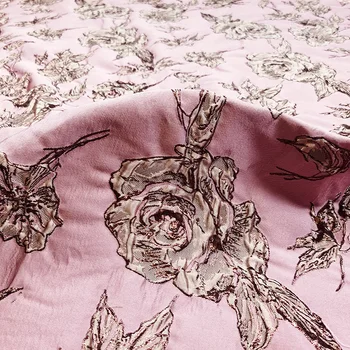 Европейската и американската Златисто-розово Жаккардовая плат за дрехи за Пролетта и лятото с рокля Тренч Рокля Мода плат от брокат Изображение 2