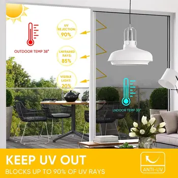 Еднопосочна защитно фолио за прозорци огледало Ден за защита от uv Защита от слънцето топлинно управление Отразяваща нюанс на прозореца за домашния офис, хол Изображение 2