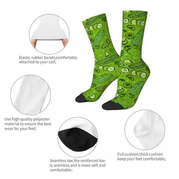 Ежедневни мъжки дамски чорапи с ярко-зелени краставици и магданоз Меки и висококачествени чорапи Пролет Есен Зима Изображение 2