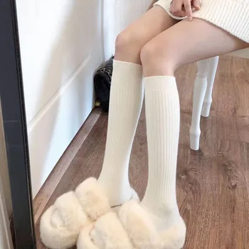 Есенно-зимни дамски терлици, обикновена вертикални ленти, Чорапи до коляното в стил харадзюку, Модни чорапи в стил Лолита