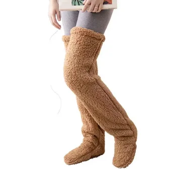 Есенно-зимни фланелен чорапи на пода, дълги чорапи за сън, наколенници, високи чорапи, модни обикновена топли необузданные чорапи със среден размер, сладък