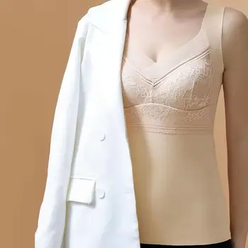 Жена, безшевни жилетка с накладки на гърдите, завързана камизола, женски секси сутиен без ръкави с V-образно деколте и накладка на гърдите, тънък, бесследный за топлина Изображение 2