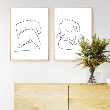 Жена Бодипозитивное изкуството на Линеен фигура за Печат плакат Феминистка минималистичен Стенни живопис върху платно Гола Жена Картини, аксесоари за дома
