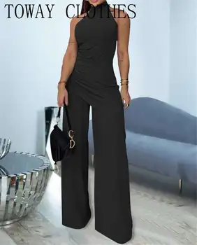 Жена Годишният Топ без ръкави, с Асиметрични подолом, с завязками на бретелях и без облегалки, комплект с панталони Изображение 2
