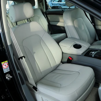 За Audi Q7 4L 2006 2007 2008 2009 2010 2011 2012 2013 2014 2015 Калъфи за автомобилни седалки от кожа напа на поръчка, комплект защитни аксесоари Изображение 2