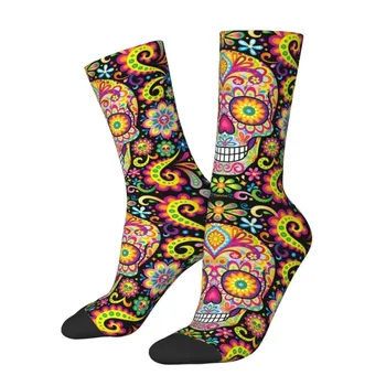 Забавни Мексикански Чорапи със Захарен Череп Day Of The Dead Art За Жени И Мъже, Топли Спортни Баскетболни Чорапи с 3D Принтом