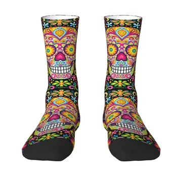 Забавни Мексикански Чорапи със Захарен Череп Day Of The Dead Art За Жени И Мъже, Топли Спортни Баскетболни Чорапи с 3D Принтом Изображение 2