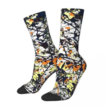 Забавни мъжки чорапи Mijumi Pollock в ретро стил, графити, уличен стил, ежедневни чорапи за екипажа, подарък за рисуване с принтом