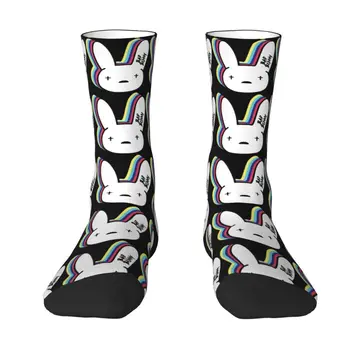 Забавни Чорапи Bad Bunnys Женски Мъжки Топли Спортни чорапи с 3D принтом рок времена и футбола