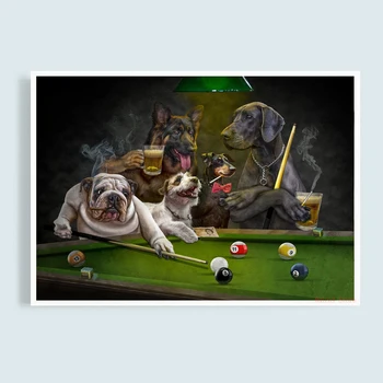 Забавно куче, основана билярд, плакат, платно, стенни рисунки за всекидневната, Декорация на дома, Подарък Изображение 2