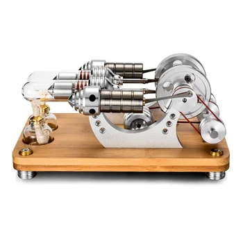 Задвижвани от Балансный Метален Двуцилиндров Двигател на Стърлинг Генератор Модел на Двигателя Външно Горене Физически Експеримент Играчки подаръци