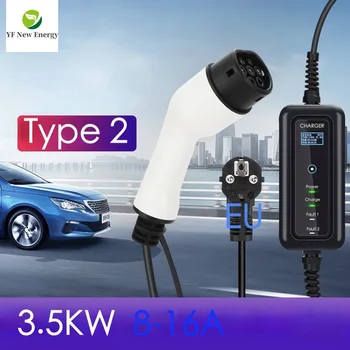 зарядно устройство ev За зареждане на електрически превозни средства Преносимо зарядно устройство тип 2 с кабел 16A дължина 5 М Бързо зареждане зарядно устройство за електрически автомобили с мощност 3,5 kw