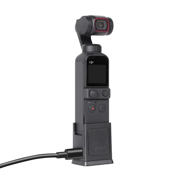 Зарядно устройство ще захранване на база за камерата Sunnylife Адаптер за статив Фиксиран притежателя Порт за зарядно устройство Type-C с винт 1/4 инча за камерата DJI OSMO Pocket 1/2