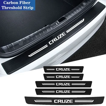 Защитен стикер на прага на колата е от въглеродни влакна, тампон на прага, тампон върху броня багажник с логото на Chevrolet CRUZE, ленти против надраскване Изображение 2