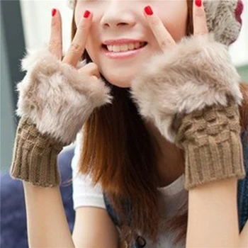 Зимни дамски ръкавици от привлекателен плюшени, Качествена топло Модерен Нов Кратко Варежка без пръсти, Полупальцевая ръкавица за жени