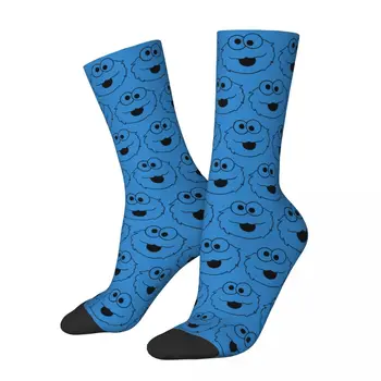 Зимни топли мъжки и дамски чорапи Cookie Monster Face в ретро стил, дишащи баскетболни чорапи