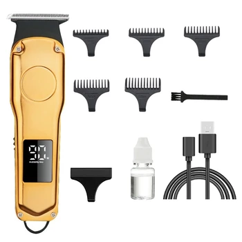 Златната Машина за подстригване на коса Мъжки Машинки за подстригване Акумулаторна Електрическа Машина за рязане на Брада Бръснач за бръснене за мъже Нож Изображение 2