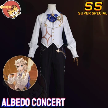 Играта в Альбедо за cosplay, концерт Genshin Impact, костюм Альбедо за cosplay на концерт Genshin Impact и перука-альбедо CoCos-SS