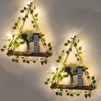 Имитация на зелени растения с led подсветка, подвесная поставка за растенията, полк ресни за спални, хол, кухня