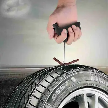 Инструмент за ремонт на автомобилни гуми Комплект за ремонт на гуми Набор от инструменти за шиповки автомобилни мотори а безкамерни гуми Накрайник за пробиване на гуми, автоаксесоари за вашия гараж Изображение 2