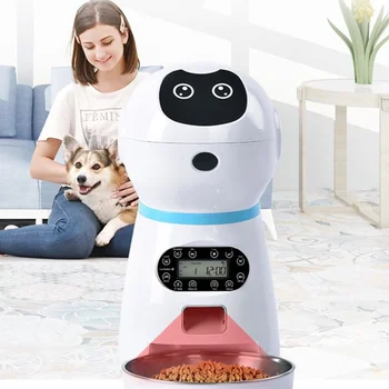 Интелигентен автоматичен фидер на домашни любимци с 4 хранения, Автоматичен звук опаковка храна за кучета и котки Изображение 2