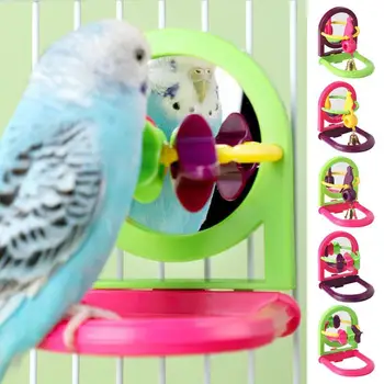 Интерактивна Детска Играчка Bird Mirror С Извънбордов Дизайн На Жердочке Птичето Огледало За Клетки Удобна Играчка За Люлка На Птици, На Жердочке Parrot Climb Supply