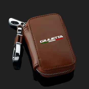 Калъф за авто ключодържател от естествена кожа, чанта с цип, защитен калъф за 147 156 159 166 Giulietta Spider GT Изображение 2