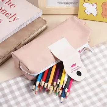 Канцеларски материали Корея студентски изкуствена кожа цвят карамел за момичета, молив случай, чанта за моливи, молив случай за писалки, канцелярская кутия