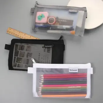 Канцеларски материали Студентски кутия за писалки Прост прозрачен молив случай Чанта за писалки Чанта за моливи Мрежест молив случай