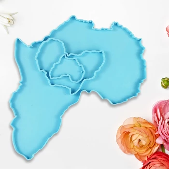 Карта на Африка Тава Ключодържател От Епоксидна Смола Мухъл САМ Ключодържател Медальон Бижута за Любовта Подарък Занаят Производство на Епоксидни Смоли Изображение 2