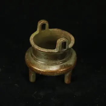 Китайски мед бронзова кадилница с три крака и двойни уши, кадилница за тамян с отбелязване на Цин Изображение 2