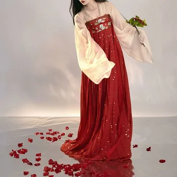 Китайското рокля Hanfu, древно женствена рокля с бродирани принтом Camellia palace, рокля с много ръкав, костюм Hanfu, пълен комплект Изображение 2