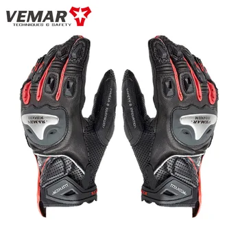 Кожени ръкавици за мотокрос VEMAR, Дишащи Мотоциклетни ръкавици със сензорен екран, Носимые за каране на велосипед, Мини Knights Изображение 2