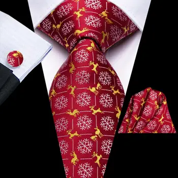 Коледен Вратовръзка от Червено Злато за Мъже 2023, Нов Модната Марка, колекция от Вратовръзки за Сватбени Партита, Ръчно Родословни обици, Подарък на Едро, Дизайнерска Вратовръзка