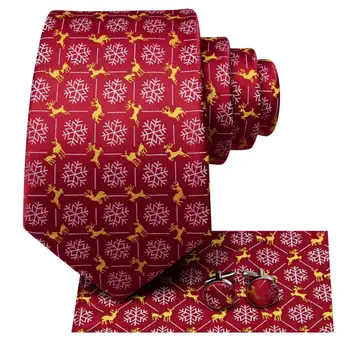Коледен Вратовръзка от Червено Злато за Мъже 2023, Нов Модната Марка, колекция от Вратовръзки за Сватбени Партита, Ръчно Родословни обици, Подарък на Едро, Дизайнерска Вратовръзка Изображение 2
