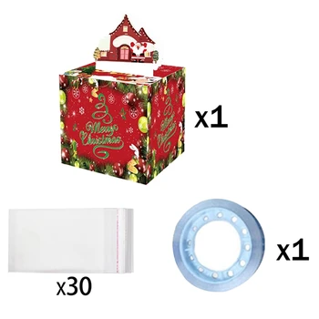 Коледна кутия за Смешни пари, подарък за Коледа, определени за спестовната банка с 30 прозрачни пакети, е перфектната изненада за деца и възрастни Изображение 2