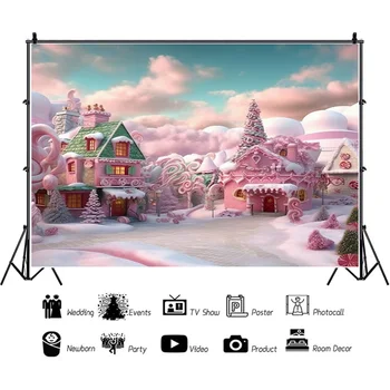 Коледна украса SHUOZHIKE, фонове, за снимки, украса за всекидневна под формата на конфетного къща, на фона на фото студио за рождения ден на СС-22