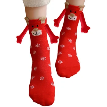 Коледни чорапи за ръце, чорапи за 3D кукли с магнитен всасыванием, Новост, Сладки коледни чорапи за жени, приятели, двойки