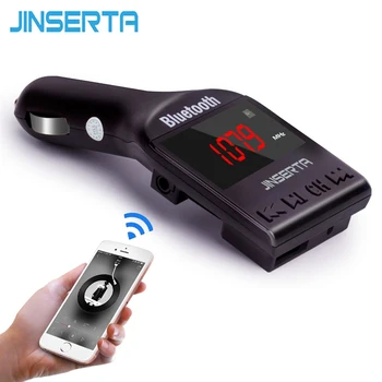 Комплект за кола JINSERTA Bluetooth FM трансмитер, MP3 плейър с усилвател, Безжичен FM модулатор, поддръжка за възпроизвеждане на музика TF Micro SD USB