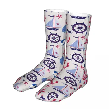 Компресия на червени и сини дамски чорапи с морски модел 2022 Дамски спортни чорапи