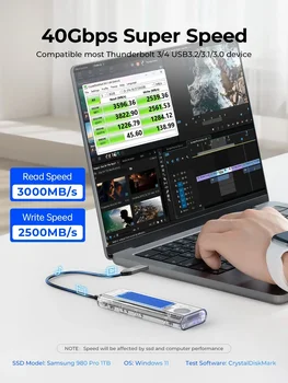 Корпус SSD-диск ORICO 40 gbps USB4 M. 2 с охлаждащ вентилатор Корпус M2 NVMe е Съвместим с Thunderbolt 3 4 USB3.2 за MacBook Pro Изображение 2
