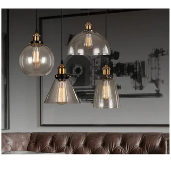 Креативен ретро стъклена окачена лампа E27, подвесная лампа, трапезария, кухня, къща, проста лампа за дома, Hanglamp Woonkamer