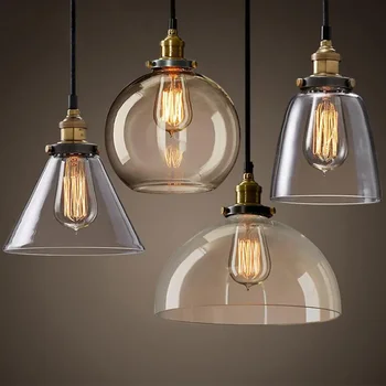 Креативен ретро стъклена окачена лампа E27, подвесная лампа, трапезария, кухня, къща, проста лампа за дома, Hanglamp Woonkamer Изображение 2