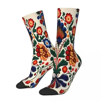 Кремав Фон Мексиканско-Португалски Чорапи с цветна бродерия на Мъжки Дамски Зимни Чорапи в стил Хип-хоп